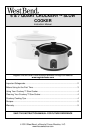 West Bend Slow Cooker Manual 5225