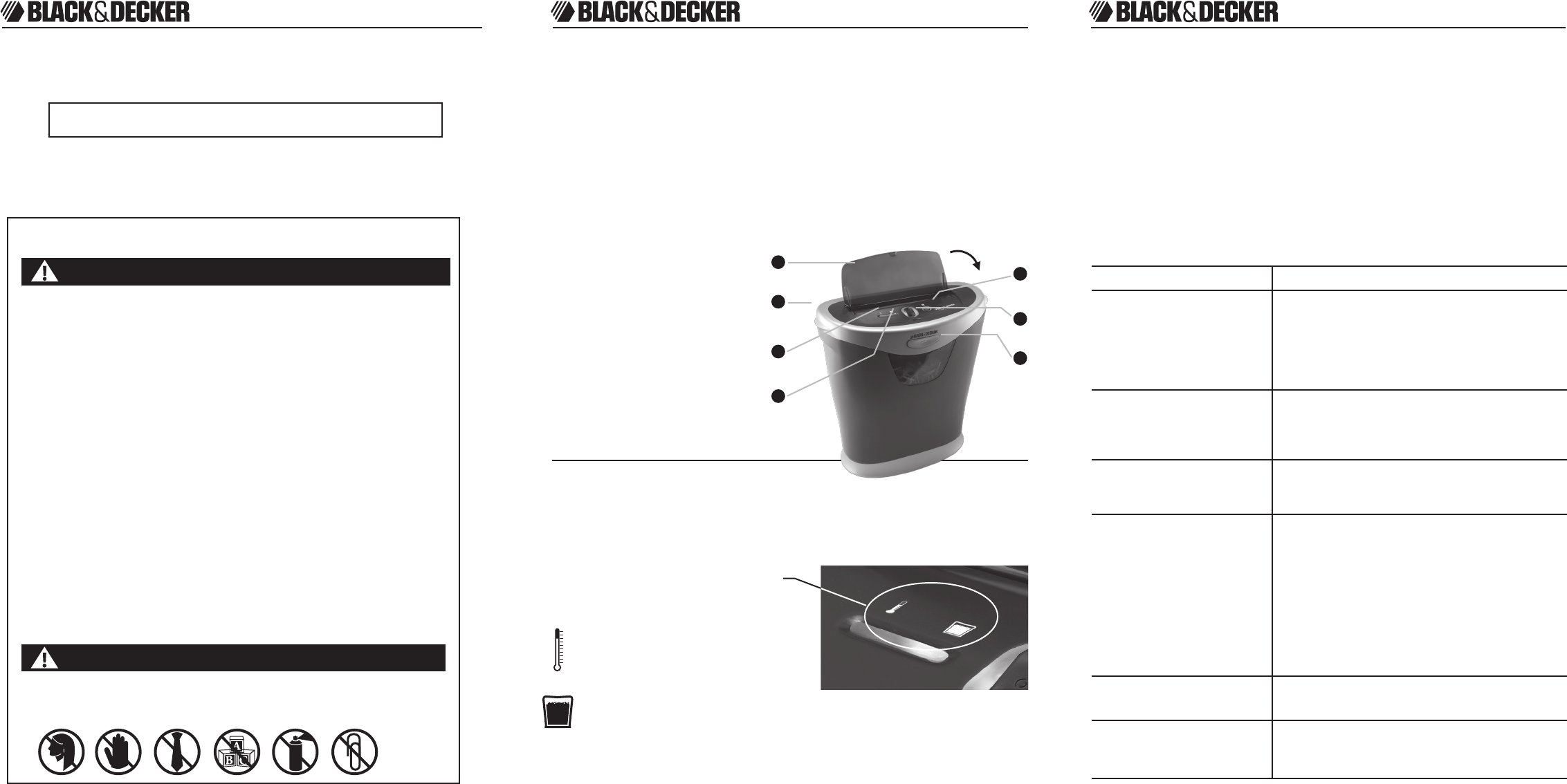 Page 2 of Black Decker Paper Shredder cc800 User Guide