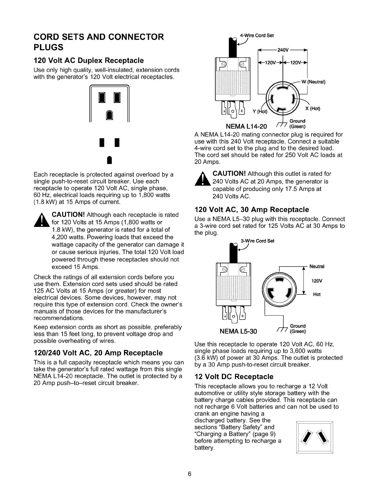 Page 6 of Craftsman Portable Generator 580.327141 User Guide