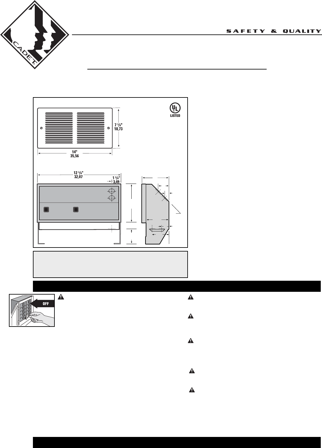 Cadet Electric Heater Rm202 User Guide Manualsonline Com
