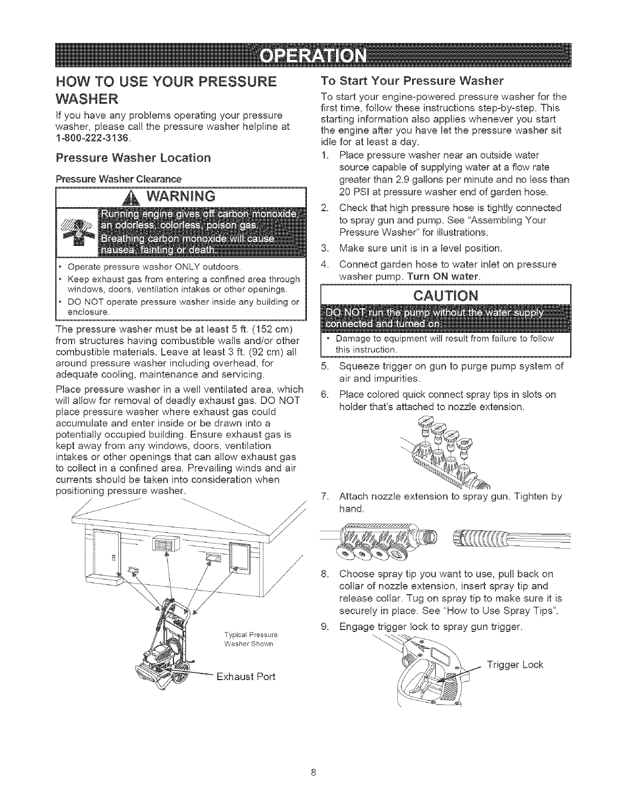 Page 8 of Craftsman Pressure Washer 580.75201 User Guide