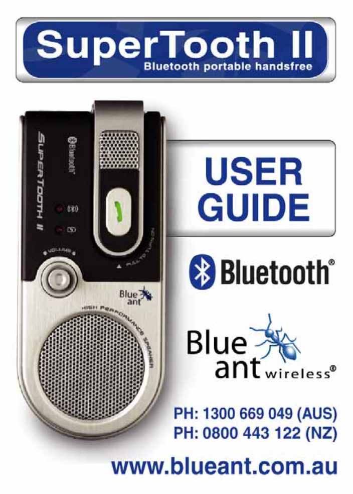 BlueAnt Wireless Bluetooth Headset SuperTooth II User Guide