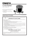 Instruction Manual for the Presto<sup>®</sup> GranPappy<sup>®</sup> deep  fryer - Deep Fryers - Presto®