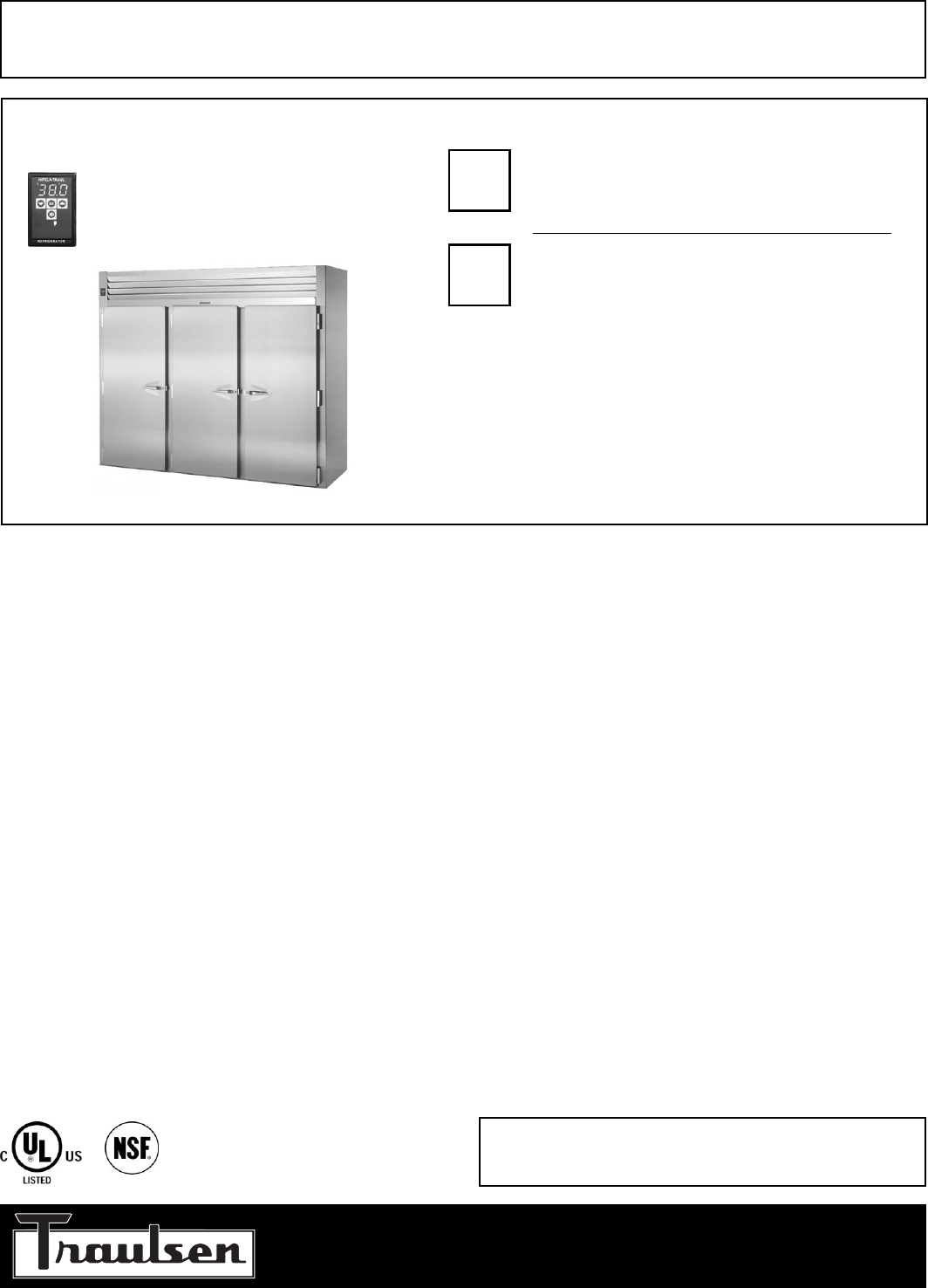 Traulsen Refrigerator RRI334LUT-FHS User Guide | ManualsOnline.com