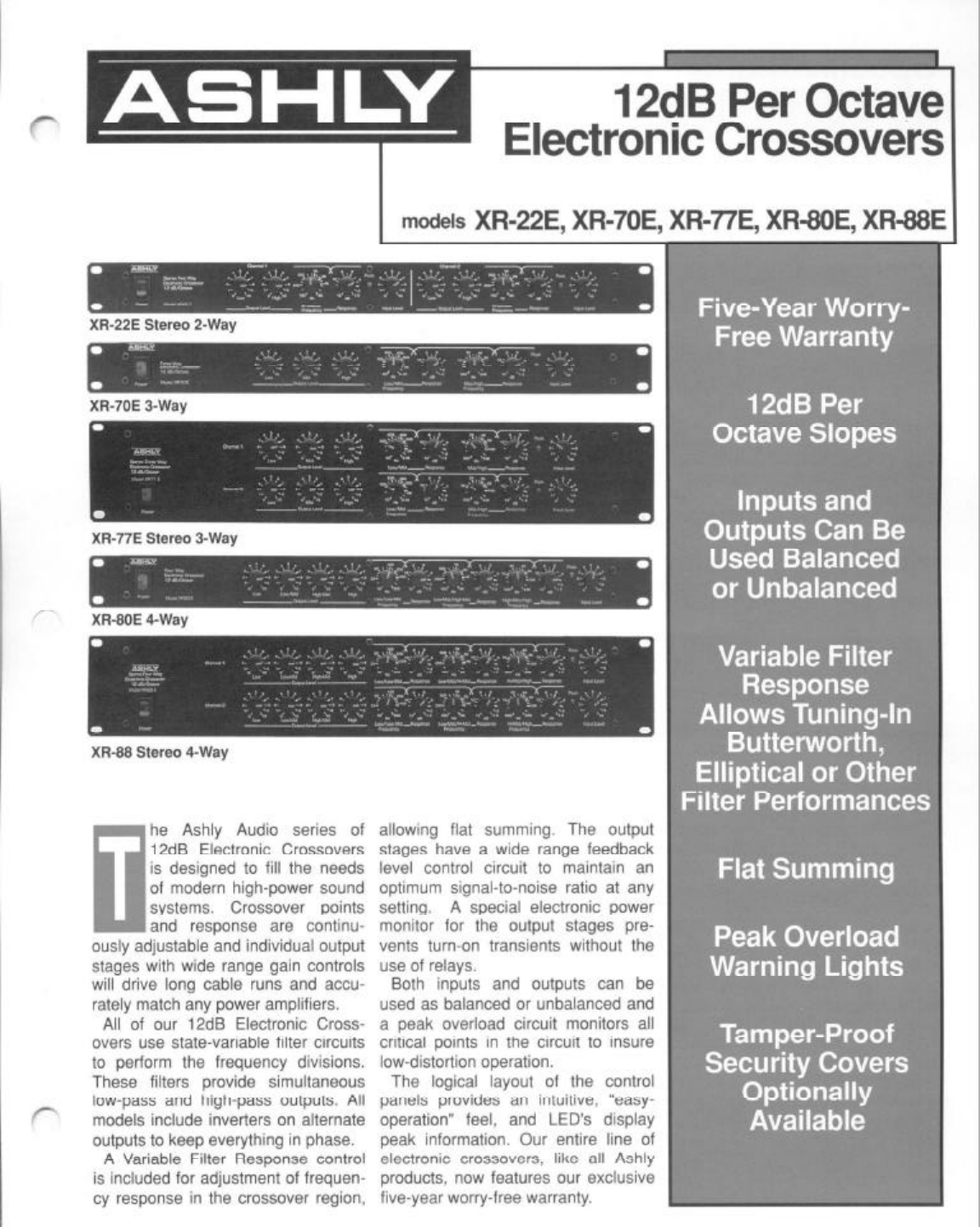 Ashly Stereo Amplifier XR-22E User Guide | ManualsOnline.com