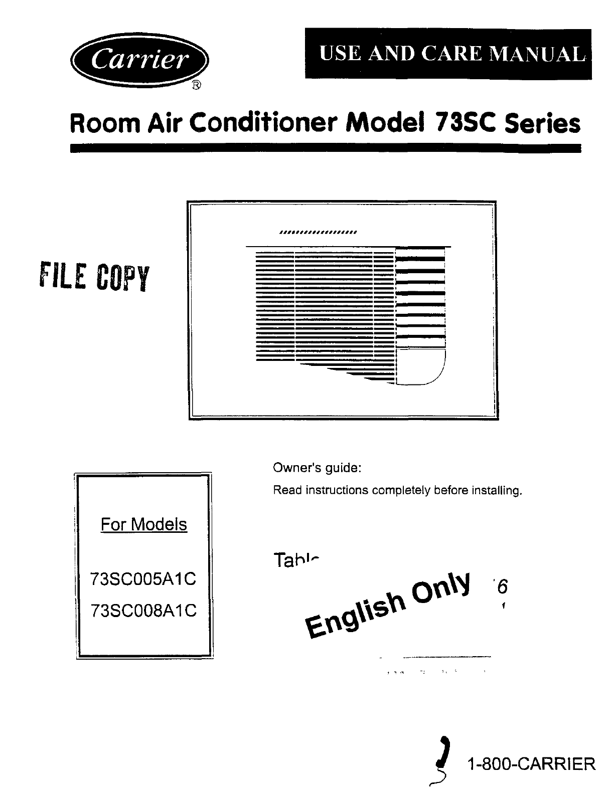carrier quietline air conditioner manual