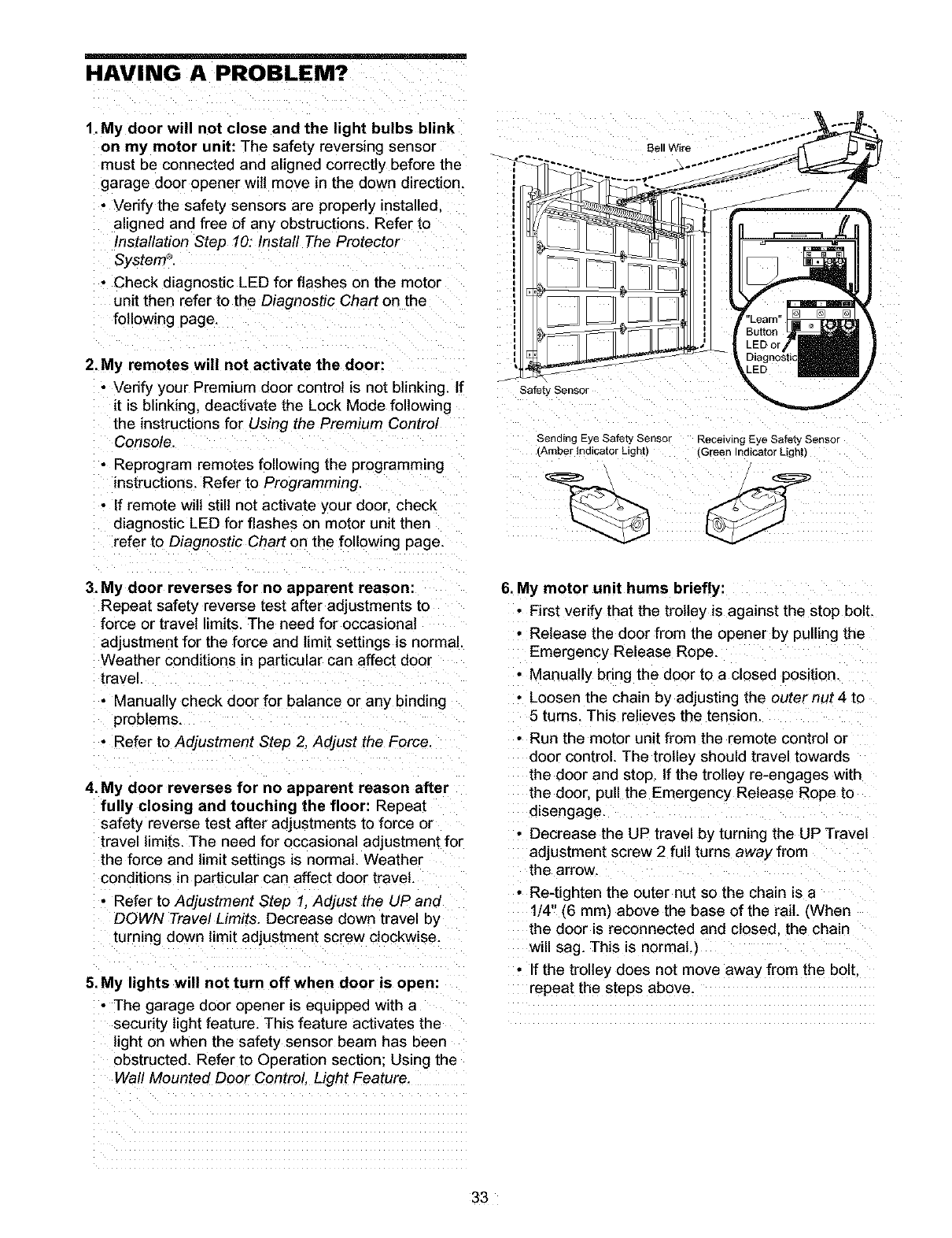 Page 33 Of Craftsman Garage Door Opener 139 5391 User Guide Manualsonline Com